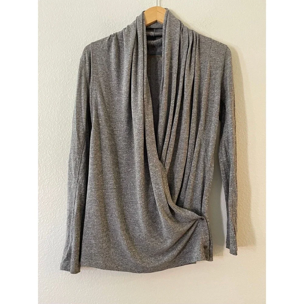 Zella Enlighten Me Cardigan Womens XS Gray Draped Wrap Athleisure‎ Thumbhole